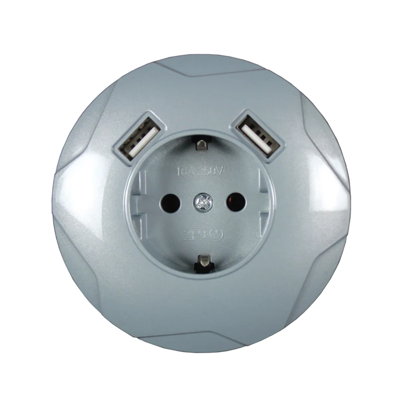 

wall electronic socket eu standard power outlet with dual home usb plug charger power socket with usb Grey color C5-01