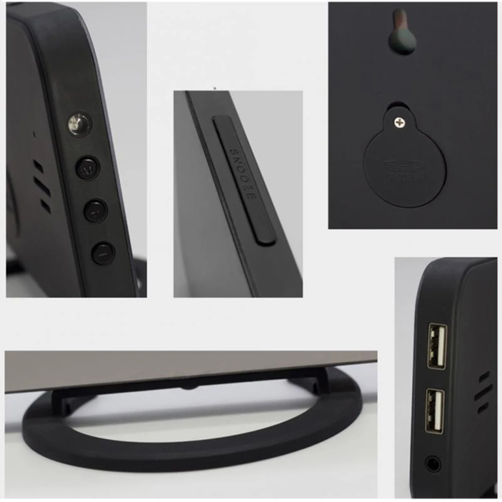 USB кабель электронный светодиодный цифровой будильник Домашний Настольный Декор Автоматическая яркость-набор настольные часы с двойным USB Лидер продаж