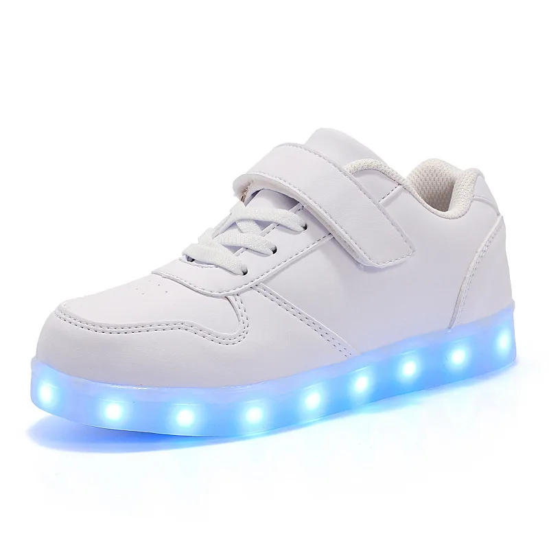 JawayKids/детская обувь с подсветкой; USB зарядка; светильник; обувь для мальчиков и девочек; Светящиеся рождественские кроссовки - Цвет: White