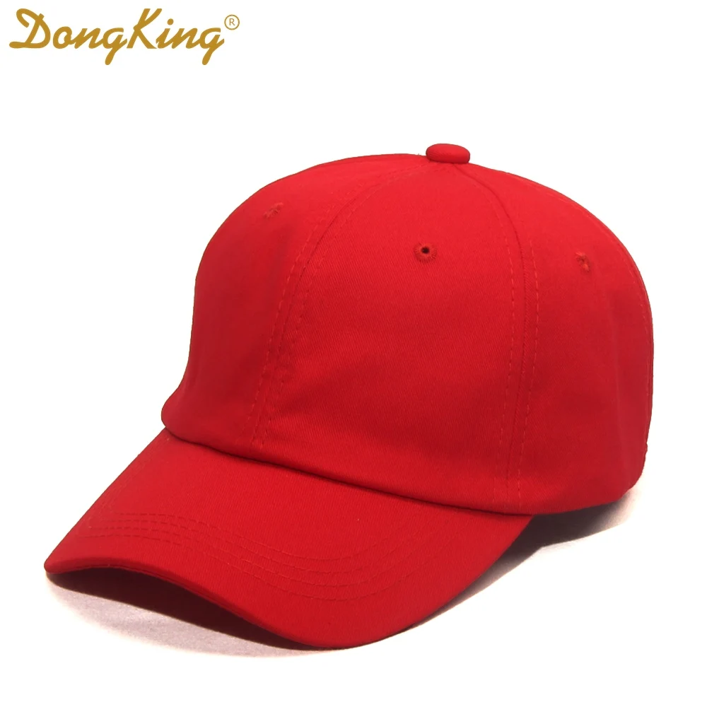 DongKing Классическая Кепка для папы, неструктурная бейсболка, s хлопок, 6 панелей, шляпа для мужчин и женщин, унисекс, простые шапки, мягкие регулируемые Твердые крышки - Цвет: Red