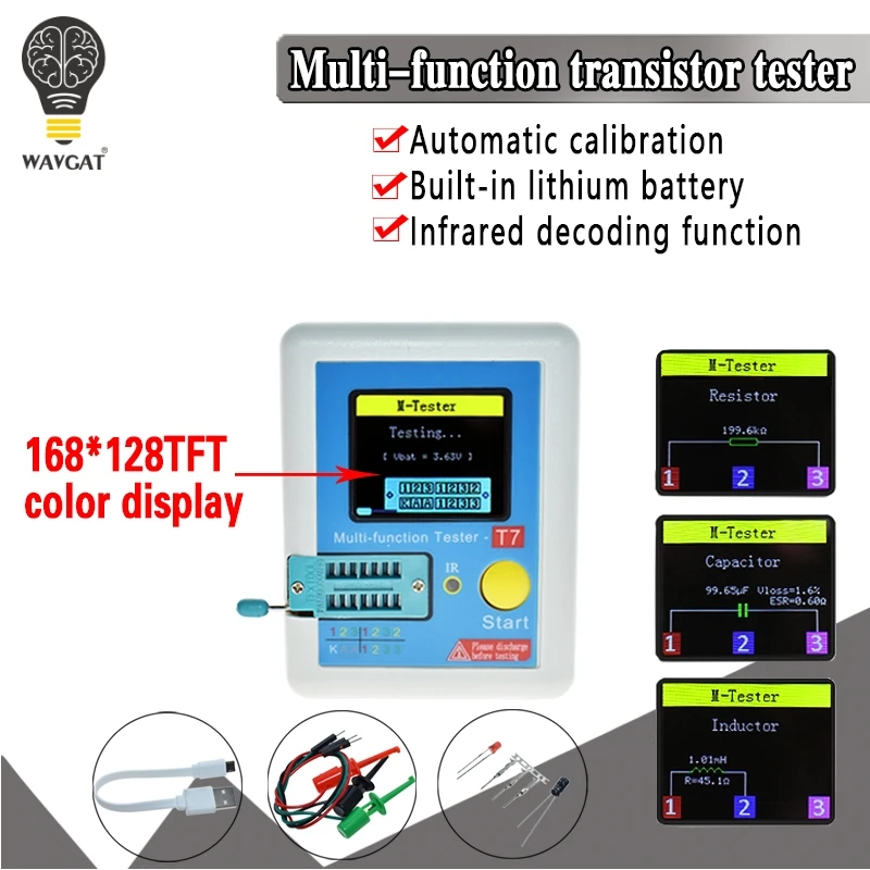 

LCR-T7 New Transistor Tester TFT Diode Triode Capacitance Meter LCR ESR meter NPN PNP MOSFET IR Multifunction tester multimeter