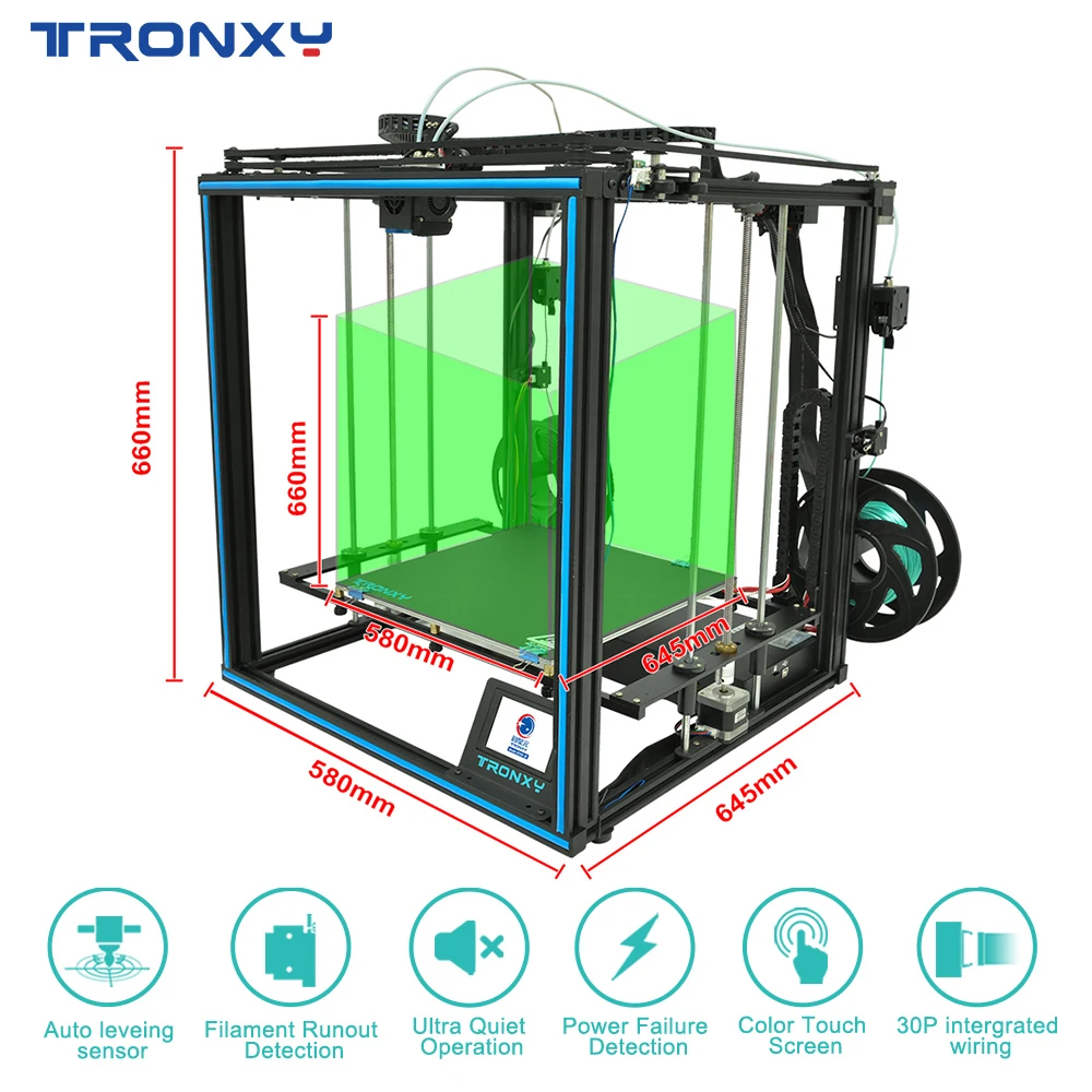 

Tronxy X5SA-2E 2 in 1 Out Extruder Two Colors Head Dual Printing 3D Printer DIY Kits with Super Silent & High Accuracy Function