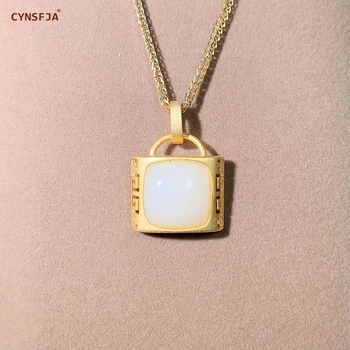 

CYNSFJA New Real Certified Natural Chinese Hetian Jade 925 Sterling Silver Amulets Lock Jade Pendant High Quality Best Gifts