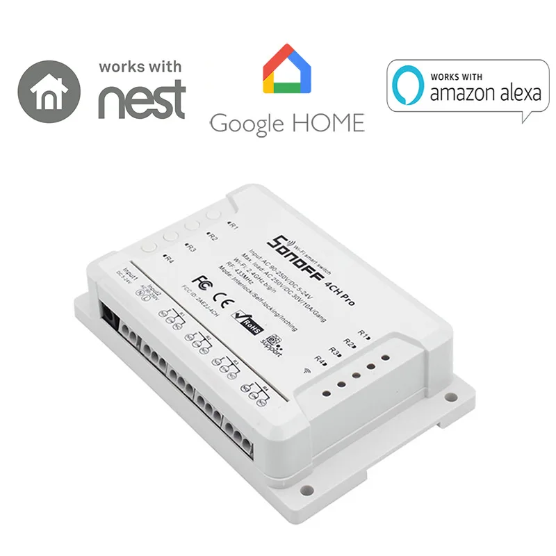 Беспроводной переключатель Sonoff 4CH Pro R2 RF 433 МГц Wi Fi Умный дом выключатель света 4