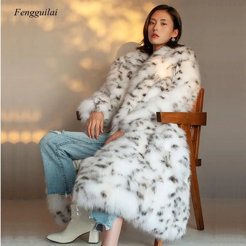 Fake fur coat imitation fox fur coat black spot