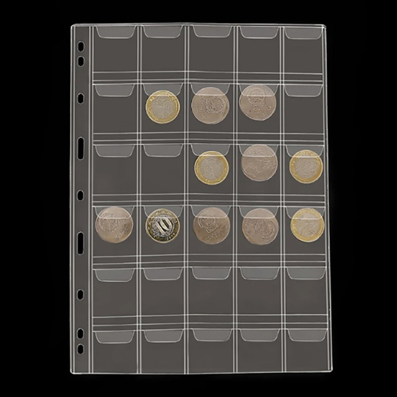 

30 Pockets Classic Plastic Coin Holder Sheet Storage Collection Money Album Case
