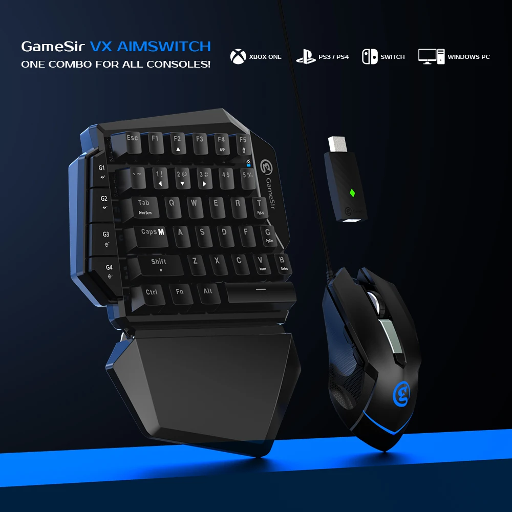 Clavier et souris de jeu pour PS4/Xbox One/Xbox Series X/S/Nintendo  Switch/PC, GameSir VX2 AimSwitch sans fil clavier et souris adaptateur avec  rétroéclairage RVB, adaptateur de contrôleur pour ordinateur et consoles :  