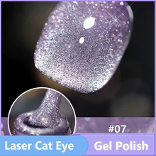 

12colors Laser Cat's Eye Reflective Glitter Gel Nail Polish 10ml Semi Permanent Soak Off UV Gel Varnish Sparkling Nail Art Gel