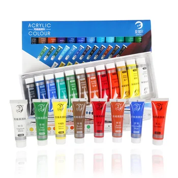 

12/24 Colors 15ML Waterproof Acrylic Paint Set for Fabric Drawing Color Nail Glass Art Painting Paint For Kids DIY Art Supplies