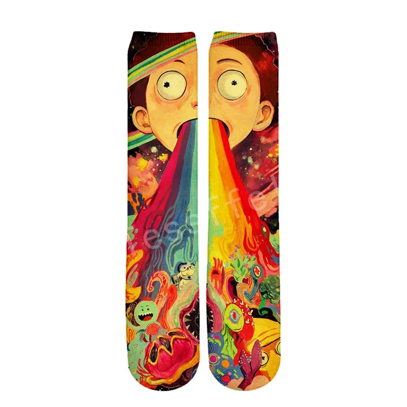 Like pic Tessffel Rick and Morty/Повседневные носки унисекс с 3D принтом для мальчиков/девочек/мужчин/женщин, забавные яркие подвески, носки до щиколотки, стиль-2 - Цвет: Like pic