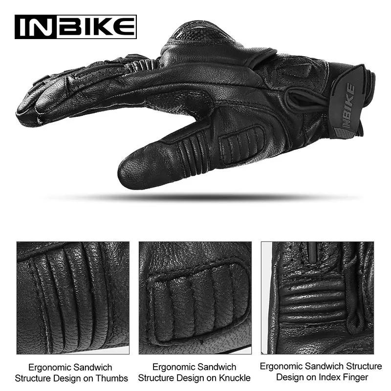 Мотоциклетные Перчатки INBIKE из козьей кожи кожаные ударопрочные митенки с