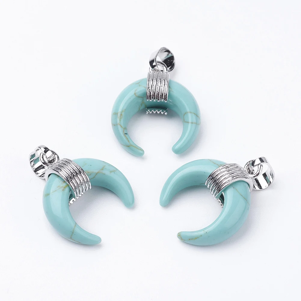 10pcs Natural Stones Green Aventurine Tiger Eye Moon Shape Pendant Charms for Jewelry Making DIY Necklace Accessories