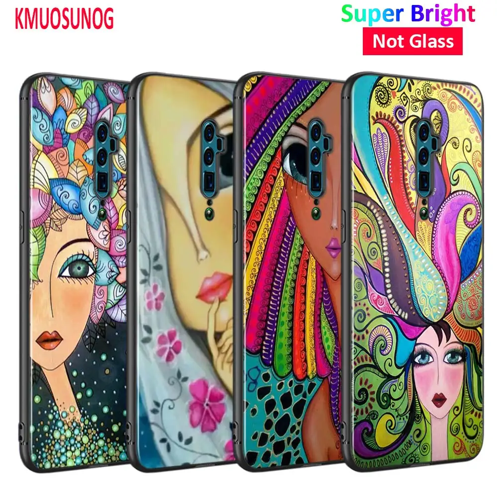 

Black Cover Artistic abstract girl for OPPO Reno Z 10X Zoom F11 F9 F7 F5 A7 R9S R17 Realme 2 C2 K3 Pro Phone Case