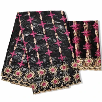 

African bazin riche fabric african lace fabric embroidery net lace 2+5yards nigerian lace fabric for dress bazin brode KY-A67