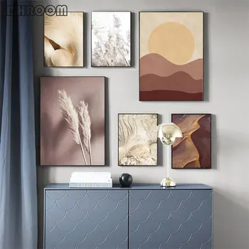 

Scandinavian Abstract Landscape Poster Girl Wheat Plant Print Canvas Wall Art Painting Wall Pictures for Living Room Decor