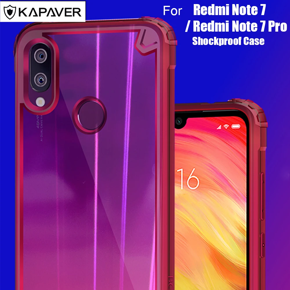 KAPAVER Transparent Hybrid Hard Case For Redmi Note 7 / Pro TPU Bumper Impact Resistant Protection Back Cover | Мобильные телефоны