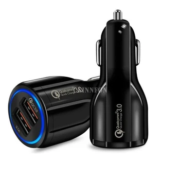 

200Pcs/Lot Fast Quick 3.0 Cellphone Car Charger For Mobile Phone Dual Usb Qualcomm QC 3.0 Fast Charging Adapter Mini Usb