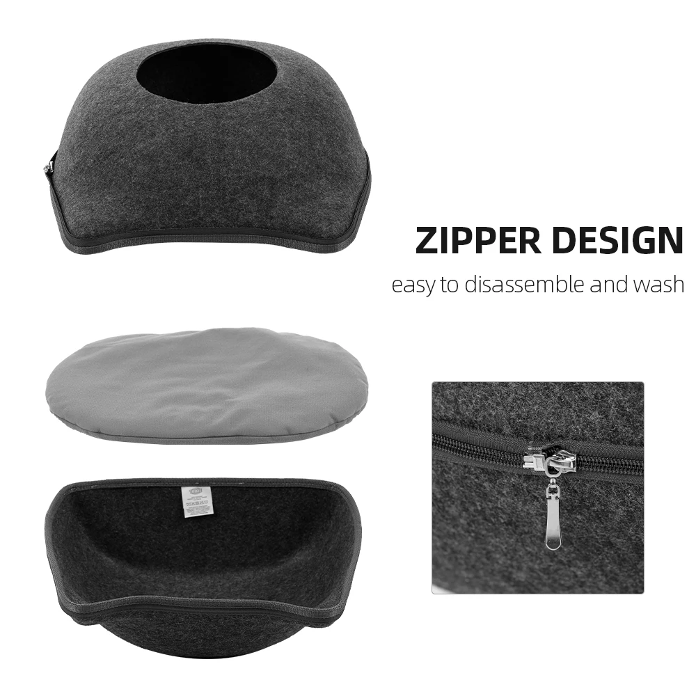 

Hot Portable Cat Shape Pet Bed Cat Cave Sleeping Bag Zipper Egg Shape Felt Cloth Pet House Nest Cat Basket with Cushion