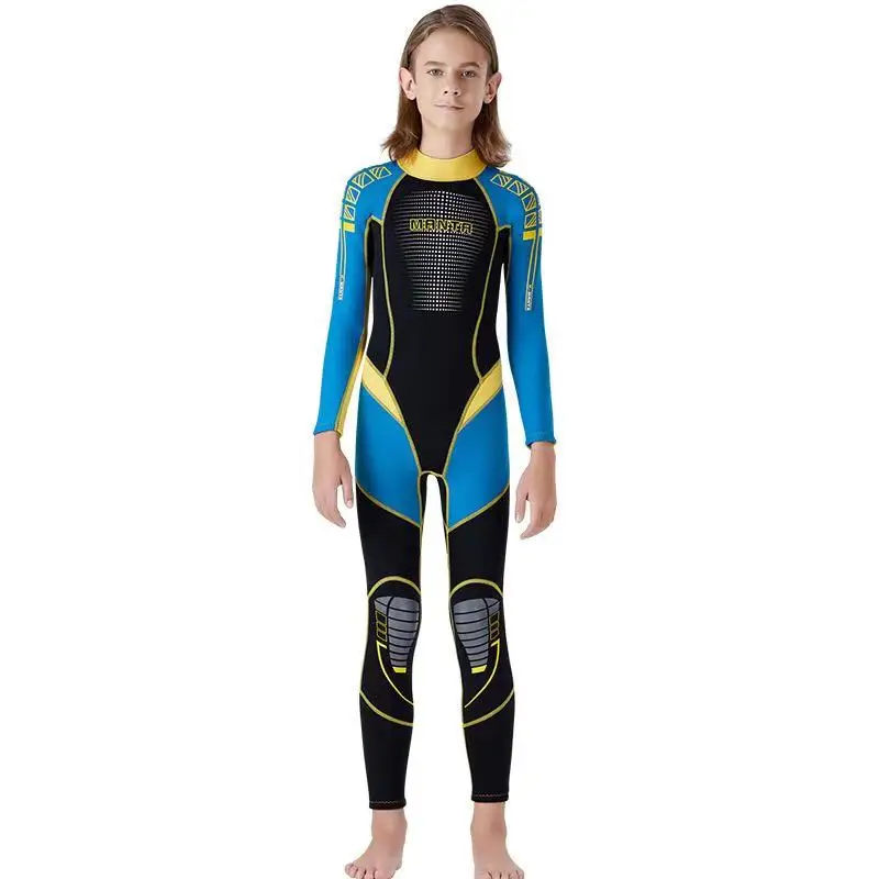 2.5mm full body neoprene swimsuit boys girls neoprene wetsuit kids one piece swimwear children diving suit Back Zip wet suit - Цвет: A2