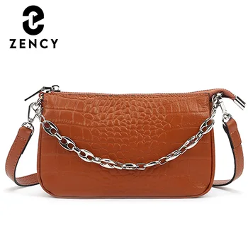 

Zency Women Simple Casual Shoulder Bag 2020 New Trend Genuine Leather Small Handbag Classic Fashionable Female Bag High Quality