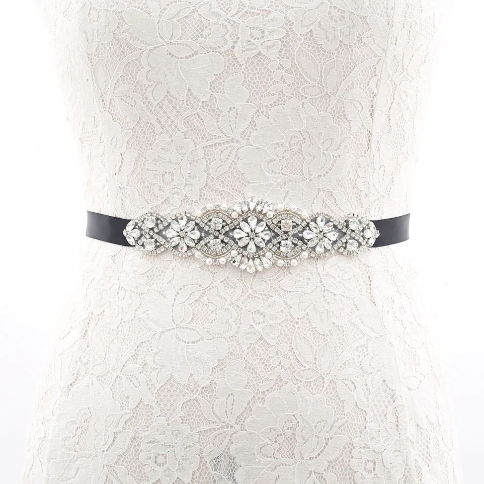 SESTHFAR Luxury Silver Crystal Wedding Belt Bridal Waistband Bridal Dress Decoration