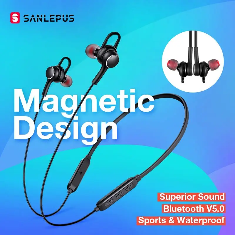 Goedkoop Sanlepus Oortelefoon Draadloze Hoofdtelefoon Bluetooth Oortelefoon Sport Hifi Headset Nekband Oordopjes Met Microfoon Voor Xiaomi Android
