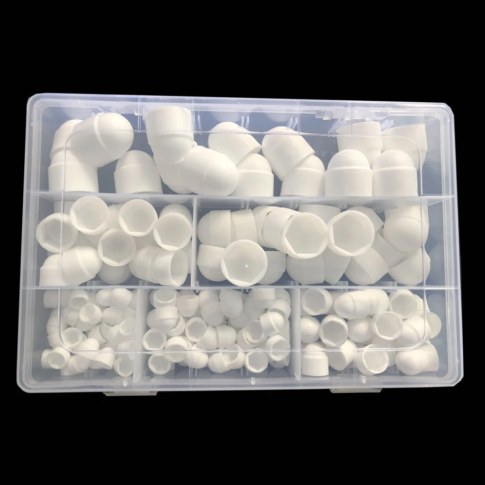 Black White Dome Protection Cap Covers Exposed Hexagon Plastic PE Nut Bolt Assortment Kit