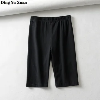 

Knee Length Short Legging Slim Femme High Elastic Waist Cotton Leggings Shorts for Women Fitness Black White Khaki Blue Grey