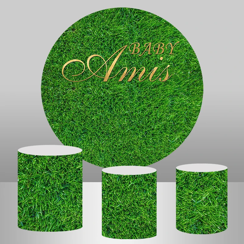 Circle Round Backdrop Baby Shower Banner Photocall Green Grass Photography Backdrops Kids Birthday Party Cover | Электроника