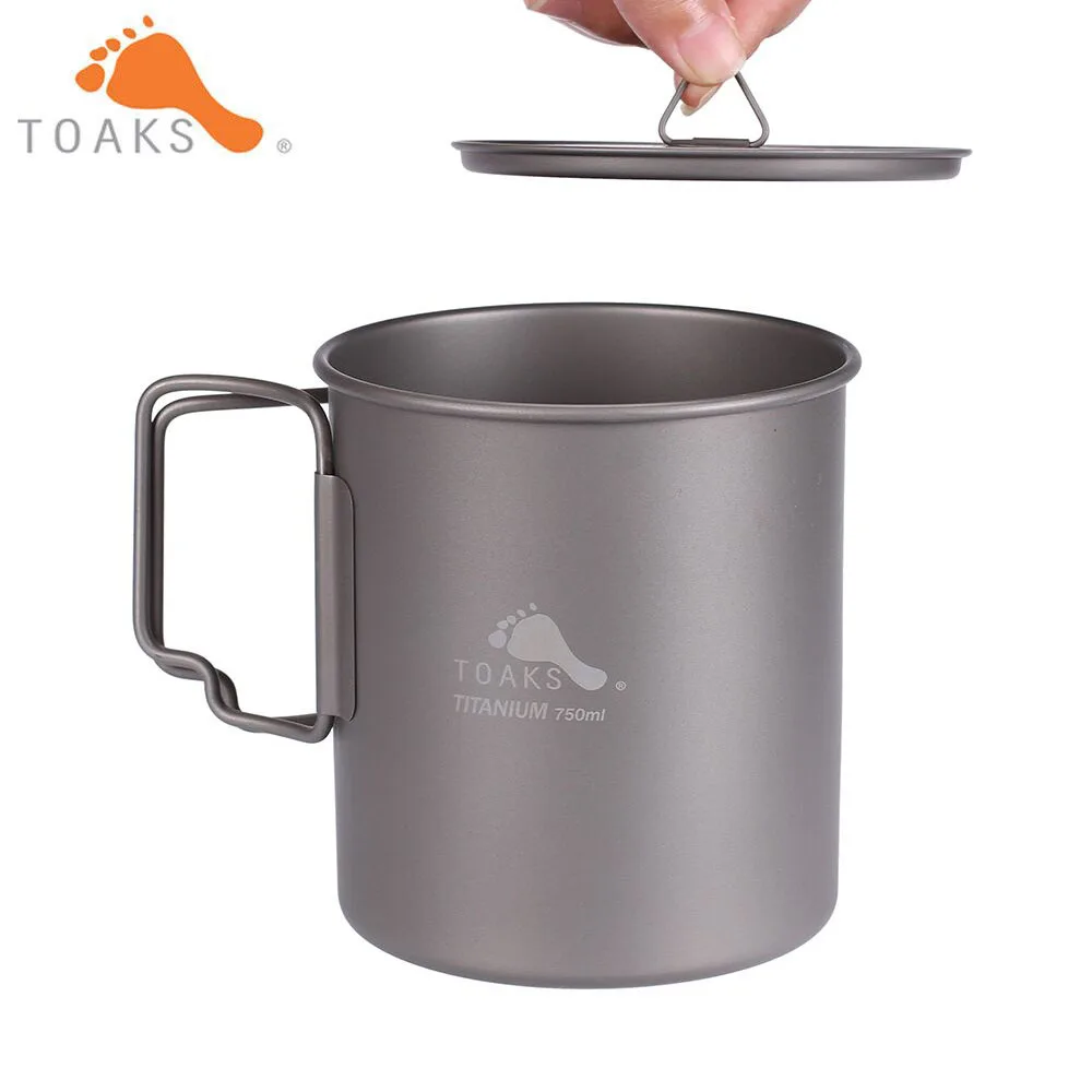 TOAKS-Olla de titanio ultraligera portátil, tazón de titanio para acampar, taza de titanio, 750ml
