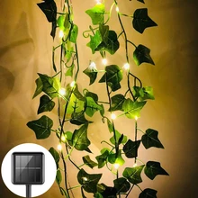 

10m 5m 2m Artificial Plant Creeper Green Leaf Vine String Lights Solar Powered for Thanksgiving Wedding Room Patio Decoration