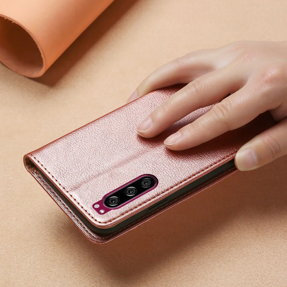 Магнитный чехол для Sony Xperia 5 кожаный из ТПУ задняя крышка флип кошелек с