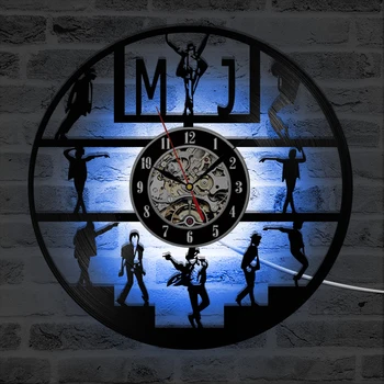 

LED Vinyl Record Wall Clock Modern Design Dancing Michael Jackson Vinyl Clocks with 7 Colors LED Change Wall Watch Home Decor