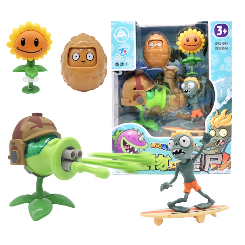 

4pcs/lot Plants vs Zombie Figure Toys PVZ Gatling Pea SunFlower Wall-nut Doll Plant Bullet Tabletop Game Boy Toys No Box