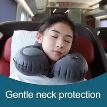 1PC Inflatable Neck PillowTravel U Shape Air Pillow Neckrest Head Rest Portable Head Rest Pillows In Flight Cushion Dark Gray