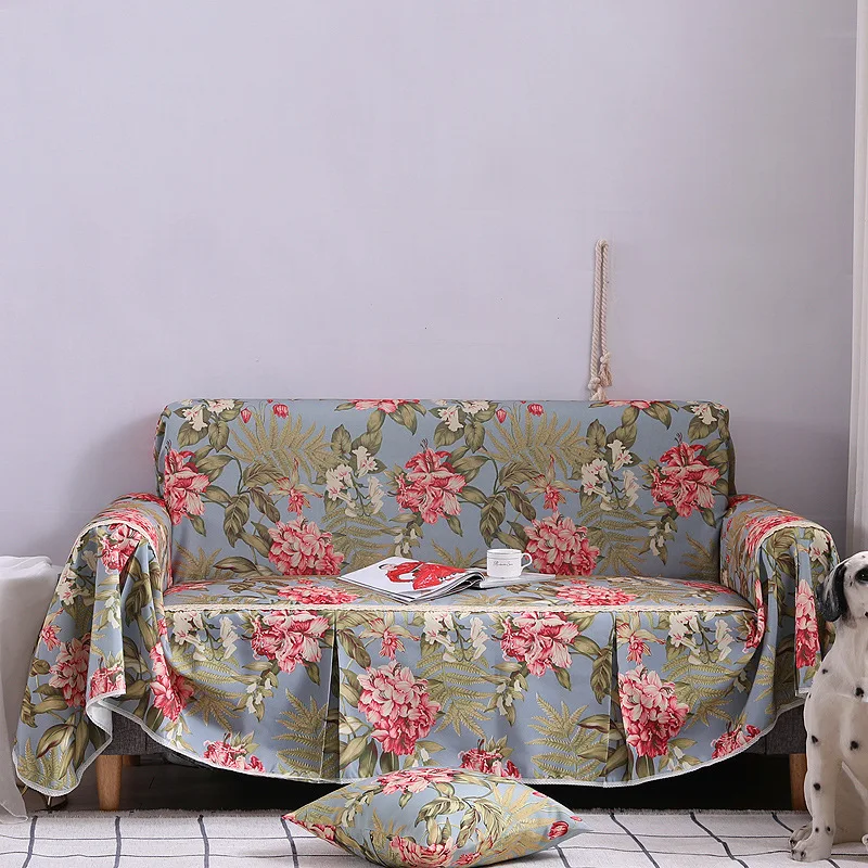 

Thick Comfortable American Vintage Plant Printed Full Cover Sofa Cover Large Amount