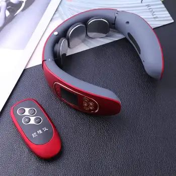 

4 Modes Electric Cervical Massage Apparatus USB Rechargeable Neck Vibration Pulse Hot Compress Neck Massager With Remote Control