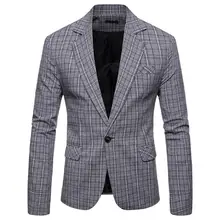 Новые блейзеры модные цвета хаки серые клетчатые мужские приталенный Блейзер костюм жениха повседневный мужской жакет для деловой вечеринки Выпускной мужской костюм 3XL