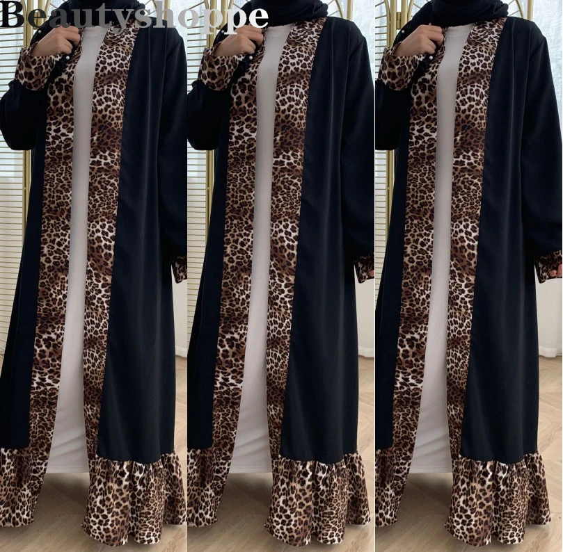 Женское кимоно с леопардовым принтом abayas мусульманское полной длины исламский
