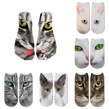 Модные Новые забавные Носки с рисунком кота из мультфильма Лидер продаж, мужские носки с 3d принтом короткие носки по щиколотку