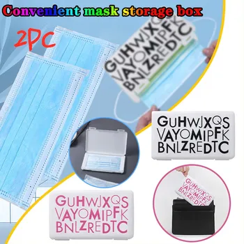 

2pcs guarda mascarilla Foldable Fashion Alphabet Printed Mask Storage Box Storage Bag Mask Case Easy to Carry Mask Accessories