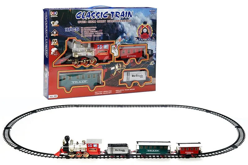 

Electric Smoke Rail Train Model Model Light Music Classic Steam Train CHILDREN'S Toy Set