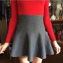 Модная Однотонная юбка с высокой талией на осень и зиму, Женская плиссированная юбка в консервативном стиле, женская одежда