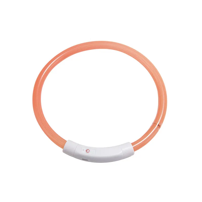 Orange USB ошейник для собак перезаряжаемый светодиодный светящийся ночной ошейник для собак ошейник для щенков с батареей продукт для домашних животных - Цвет: Orange