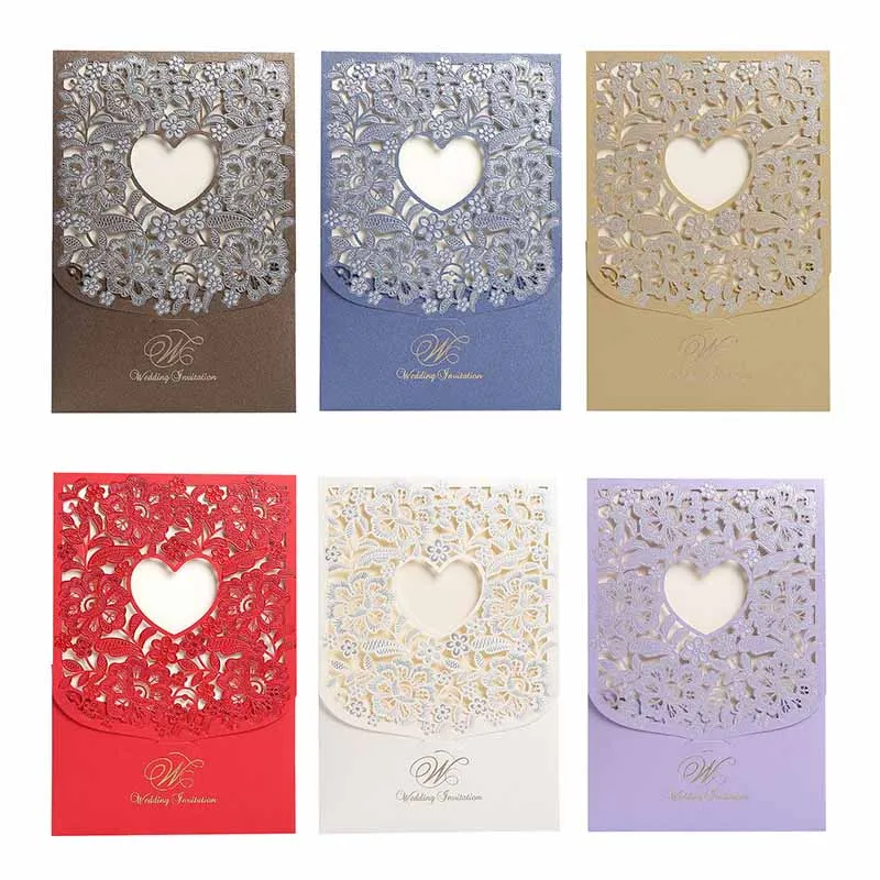  10pcs Laser Cut Wedding Invitations Cards Envelope Vintage Wedding Bridal Gift Greeting Card Kits E - 4.00034E+12