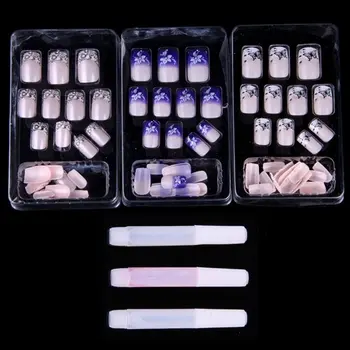 

Set 3 * 24 French Manicure Nail Tips False Nail Art + Glue