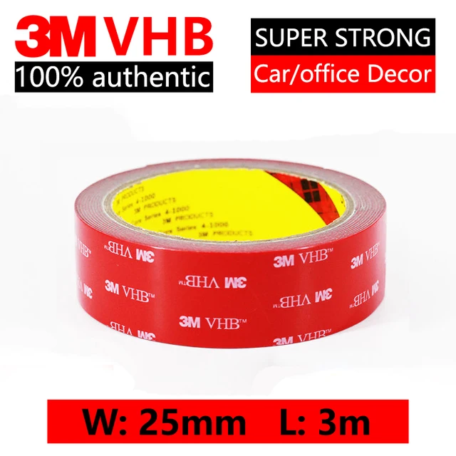 3M VHB Double Side Tape Super Strong High Temperature Gray Foam Adhesive Two Face For Car/Home Decor Wide 5-50mm Customized 25mmx3m