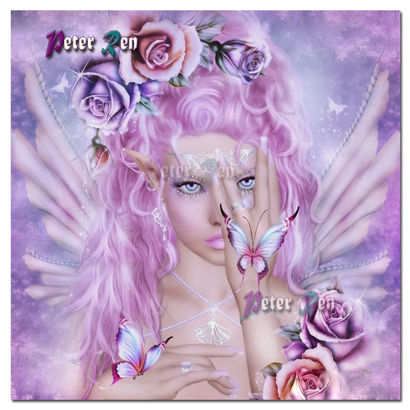 

5d Diamond Painting Cross Stitch Pink butterfly fairy Full Square\Round Embroidery Picture Rhinestone Handmade girl gift