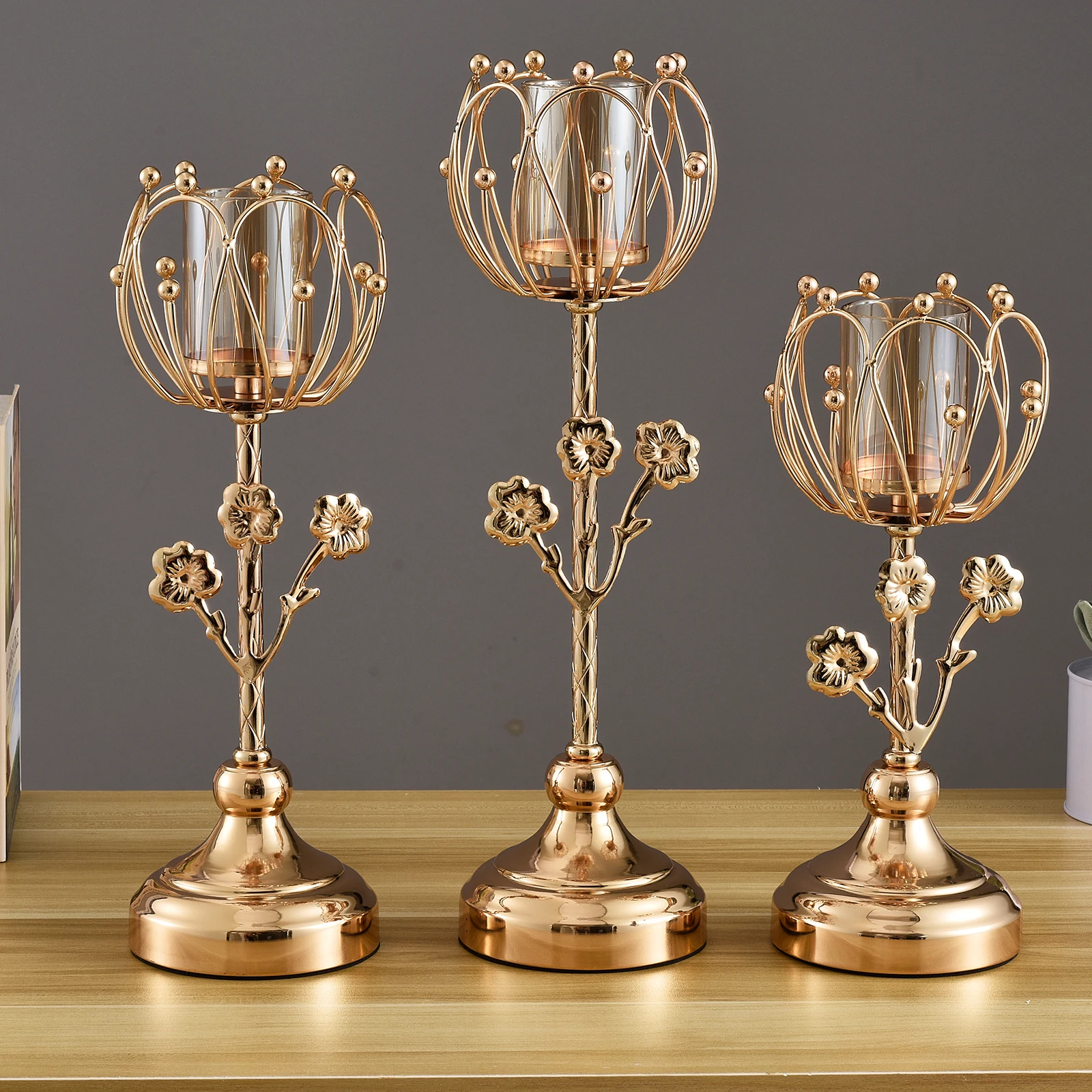 Rustic Gold Candle Holder Home Decoration Christmas Centerpieces Candlestick