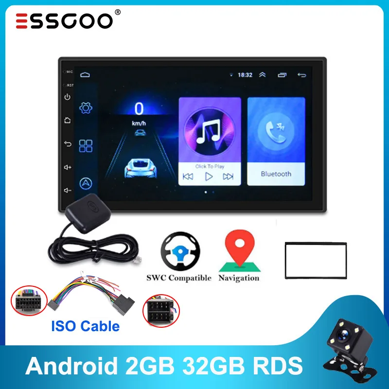 Essgoo магнитола 2дин андройд автомагнитола WIFI RDS 2GB 32GB 16GB Bluetooth For Nissan / Toyota Hyundai Autoradio |